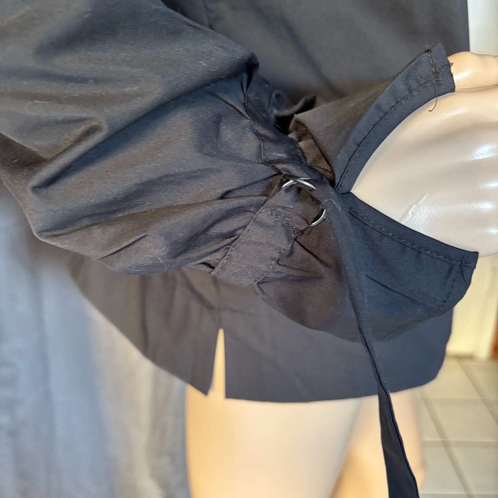 MELLODAY Black Blouse with Crew Neck Bell Sleeves and Tie Front - Picture 5 of 8